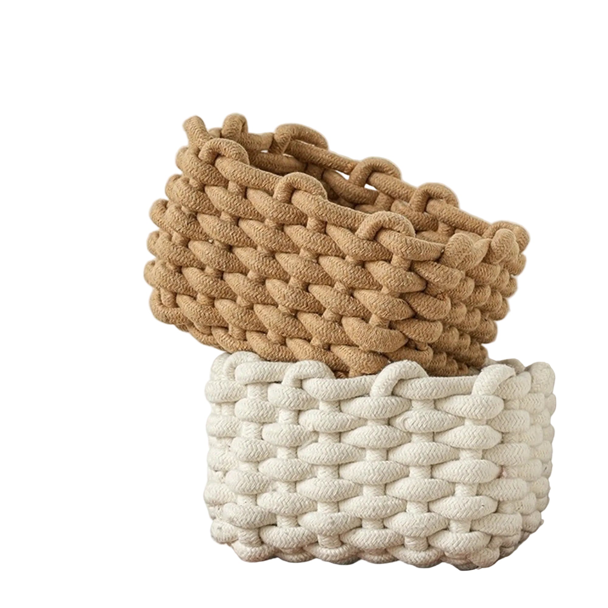 Flätad förvaringskorg i naturligt bomullsrep
