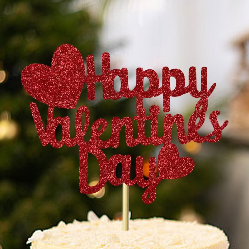 Happy Valentine’s Day Tårttoppare – Glittrande Dekoration för Kärleksfulla Firanden