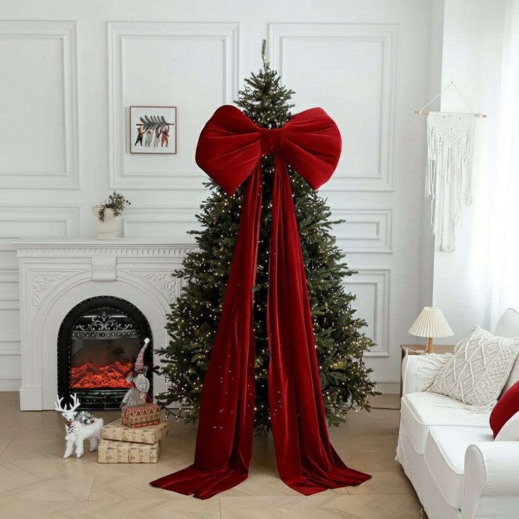 Stor Lyxig Julrosett i Plysch – Elegant Dekoration för Gran & Hem