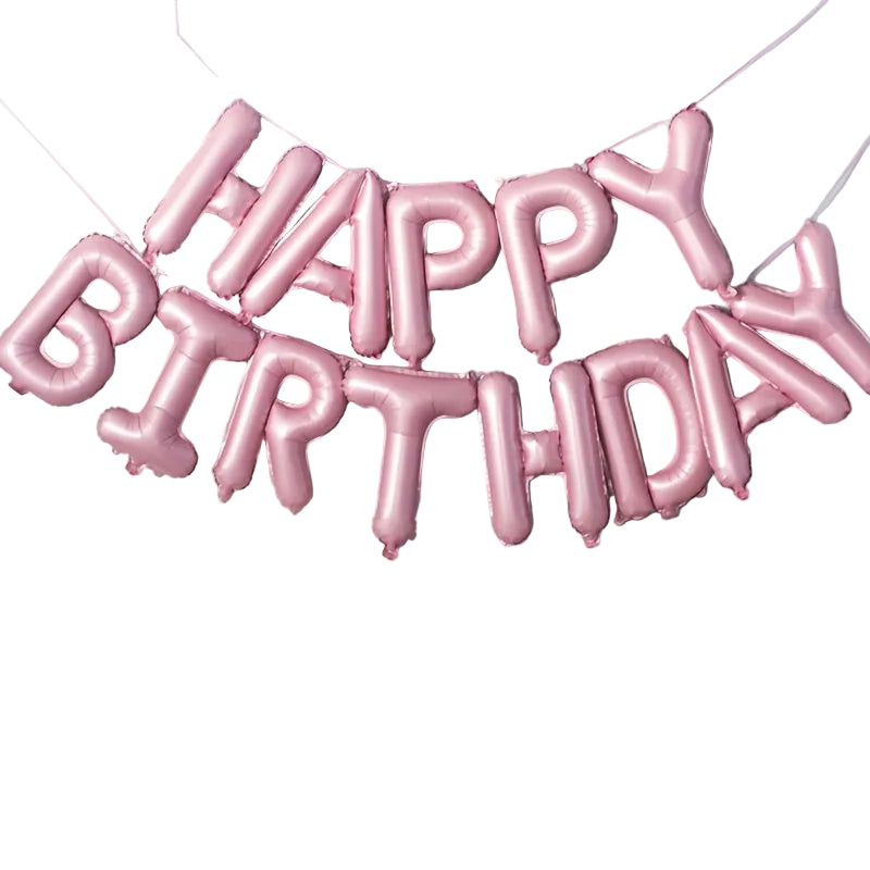 Rosa "Happy Birthday" Ballong-set