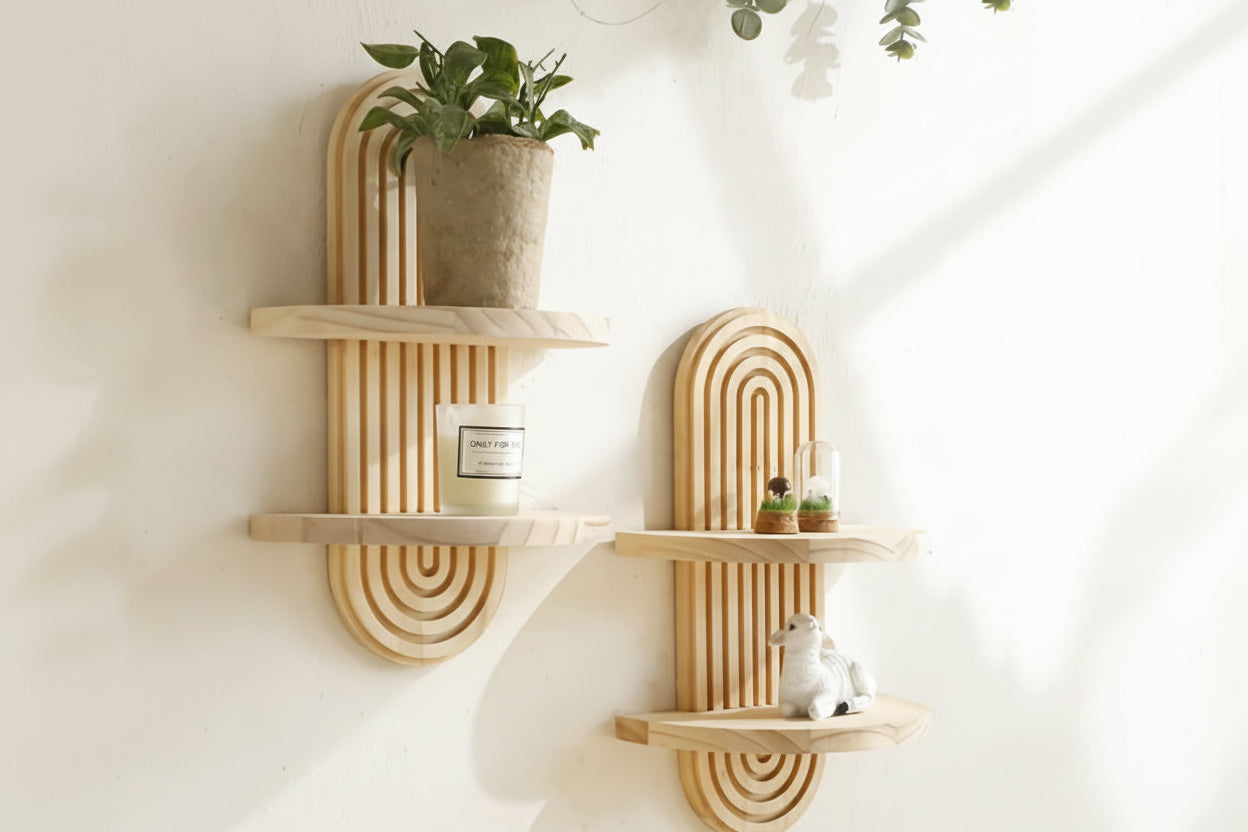 Dekorativ träväggshylla för ett harmoniskt hem
