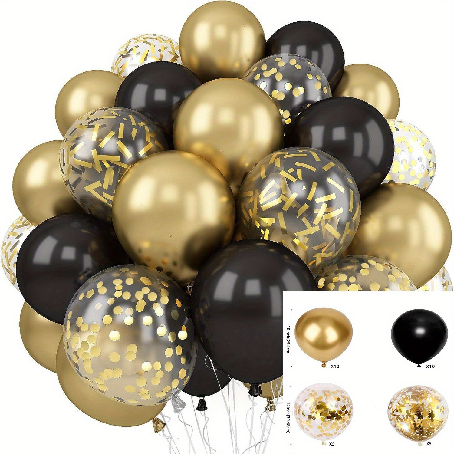 Exklusivt ballongset i Guld & Svart (30 st)