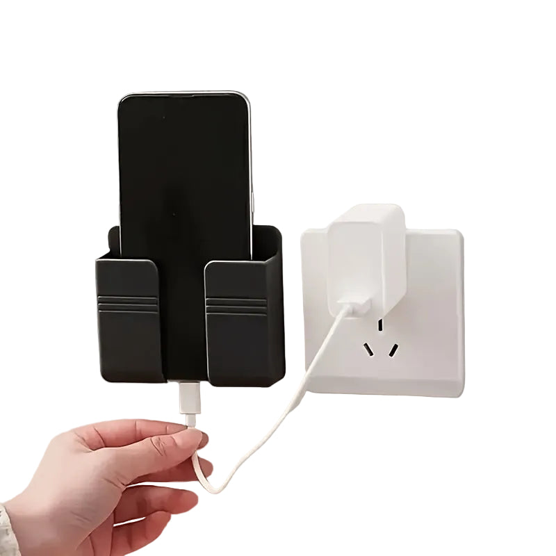 Väggmonterad Telefonhållare & Laddstation – Smart Förvaring utan Borrning