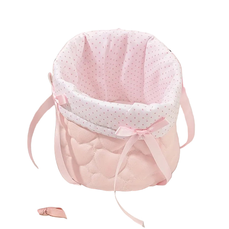 Mjuk Quiltad Förvaringskorg med Söt Rosett