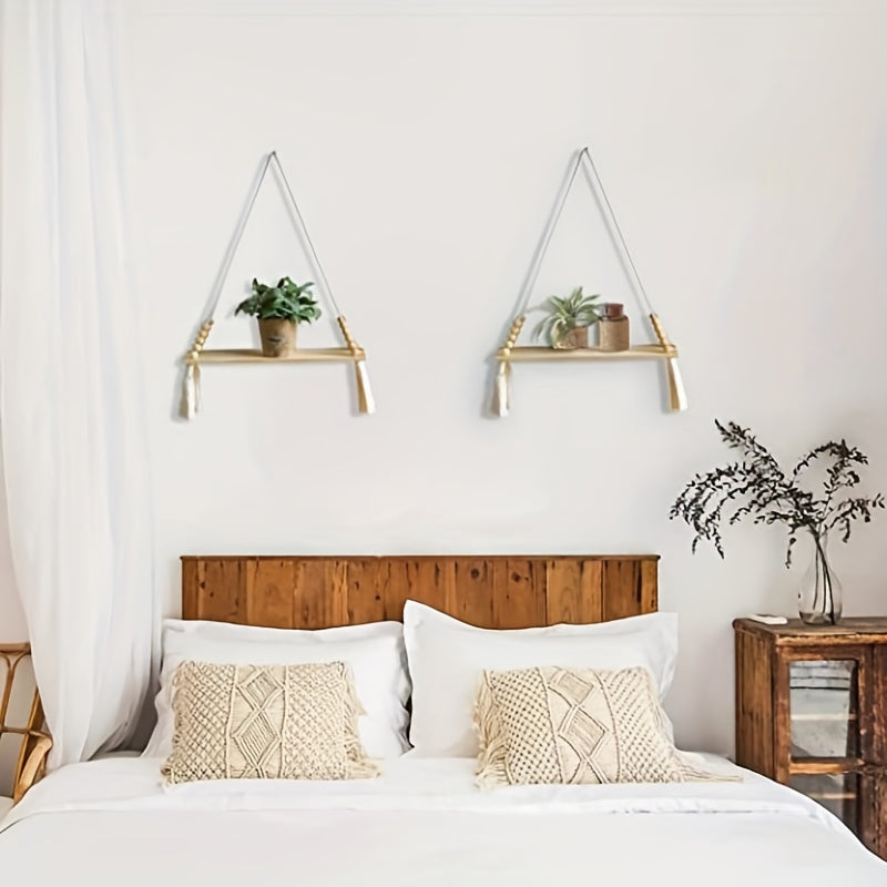 Väggmonterad Hänghylla med Träpärlor