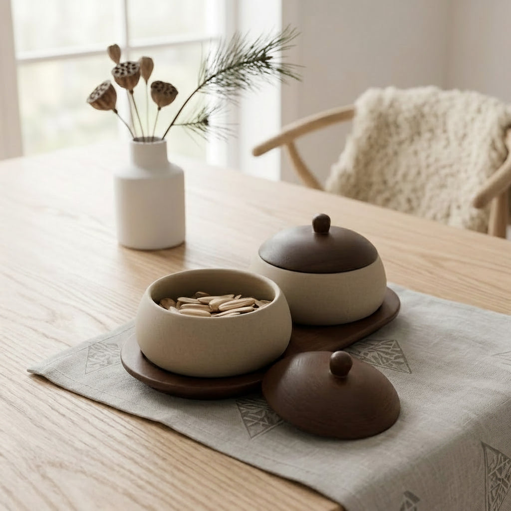 Snacksskålar i Keramik med Trälock & Bricka