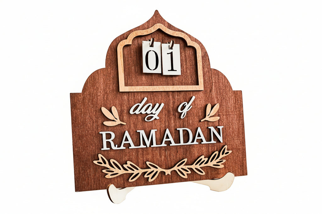 Ramadan Nedräkningskalender i Trä – Dekorativ kalender för Muslimska Hem