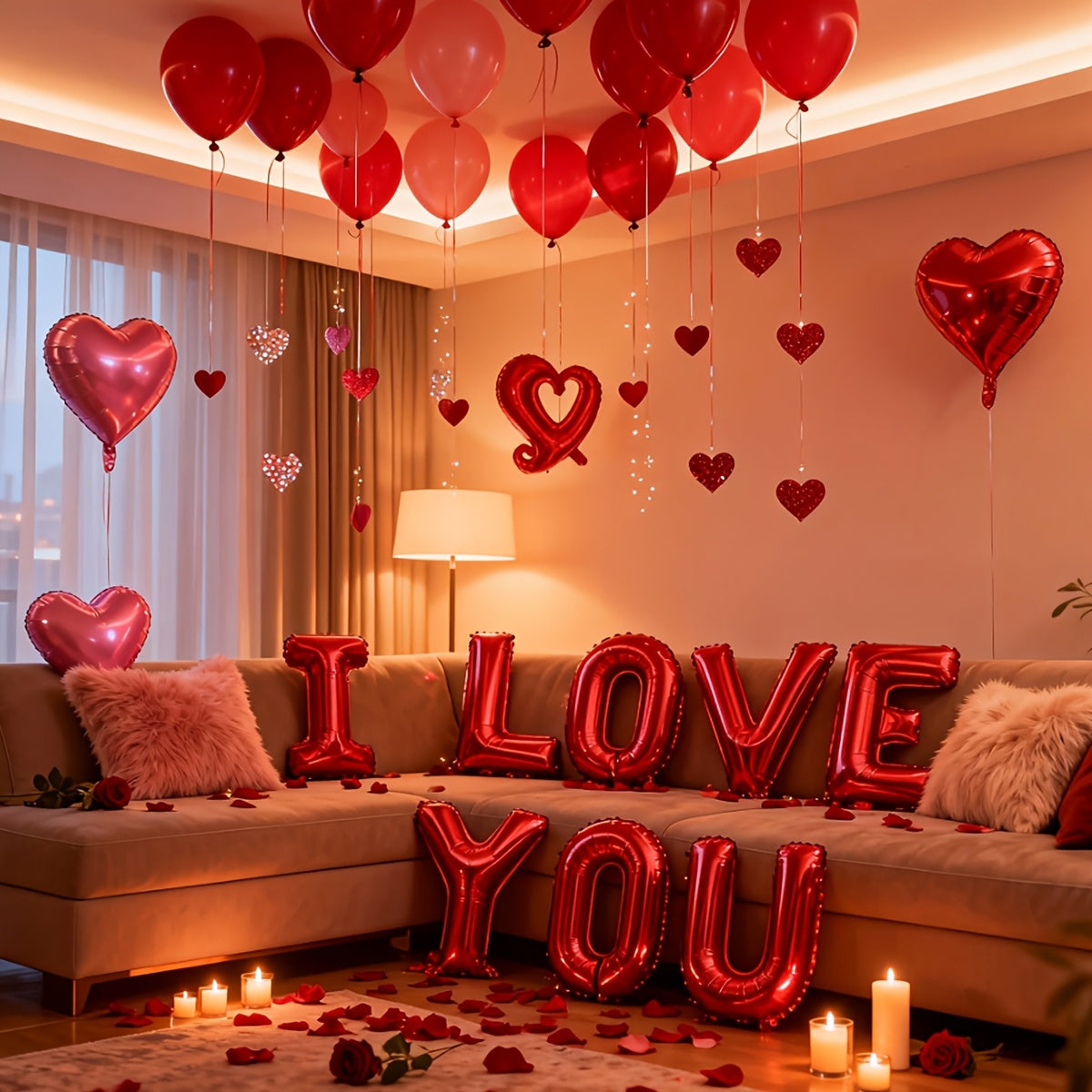 Romantisk I LOVE YOU Ballongdekoration – 14-delars Set för Frieri & Alla Hjärtans Dag