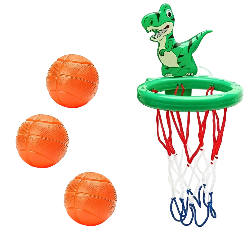 Mini Basketbollring Dinosaurie– Rolig Badleksak med Sugkoppar för Barn