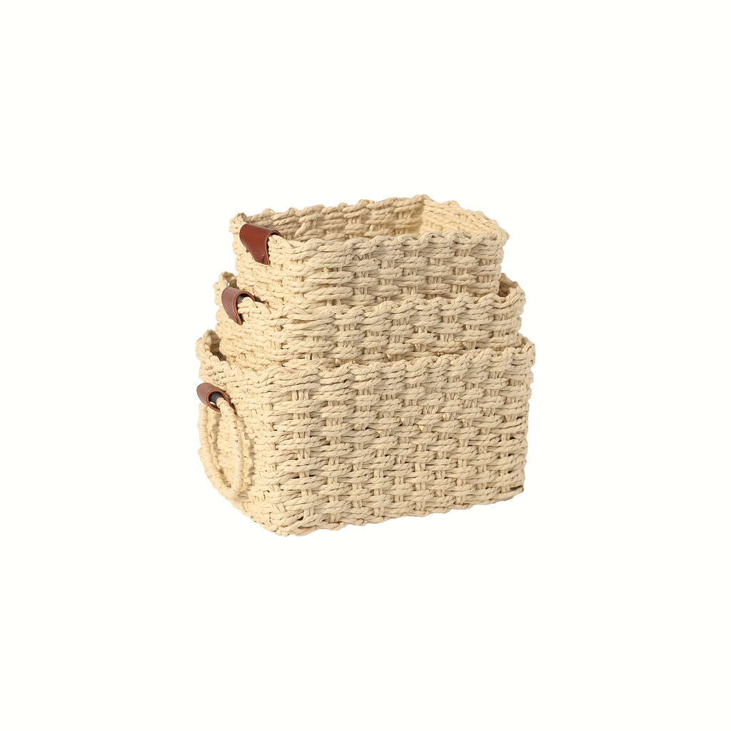Vävda Förvaringskorgar i Beige 3-pack – Stilren Organisering för Hemmet