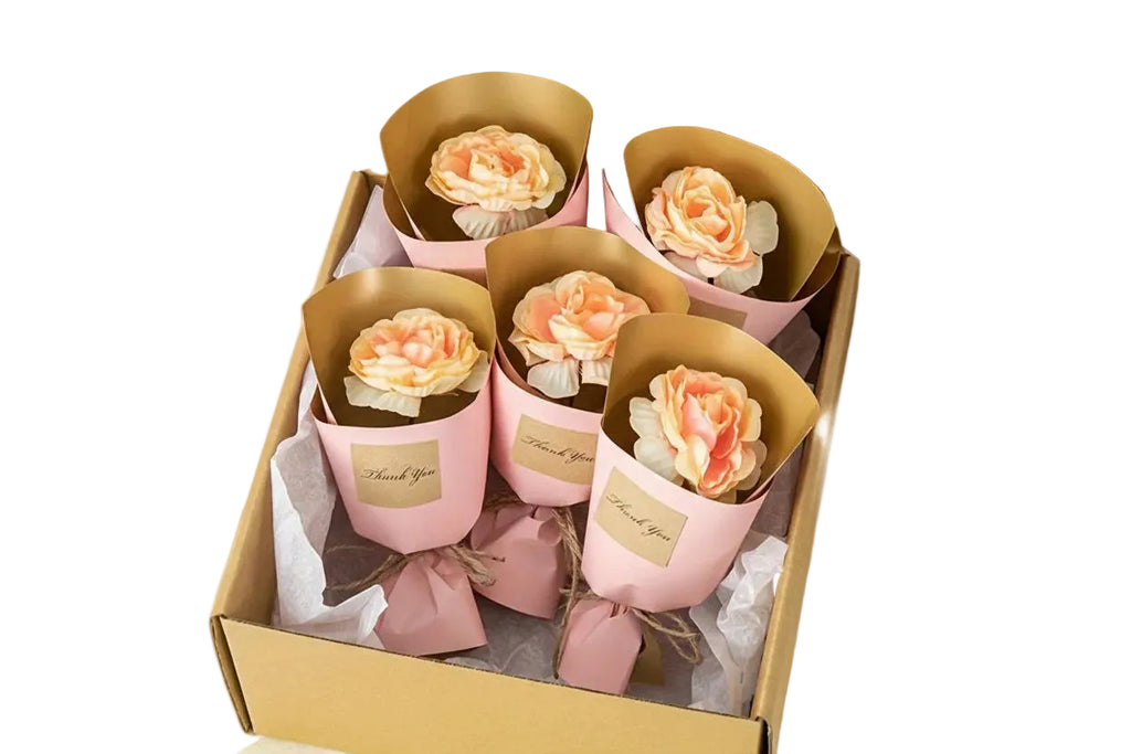 Rosa Handgjorda Pappersrosor i Presentask (5 st)
