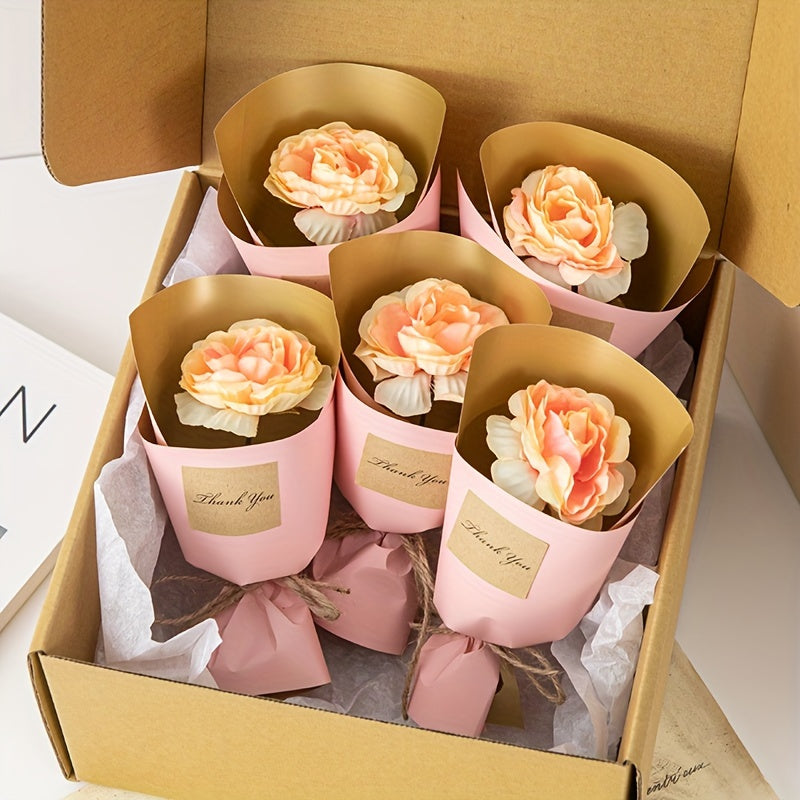 Rosa Handgjorda Pappersrosor i Presentask (5 st)