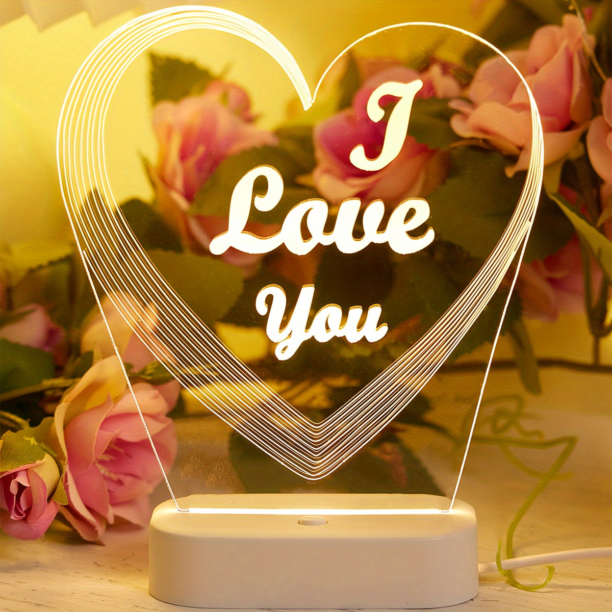 USB 3D "I Love You"-Bokstavslampa – Romantisk Nattlampa för Skrivbord & Sovrum