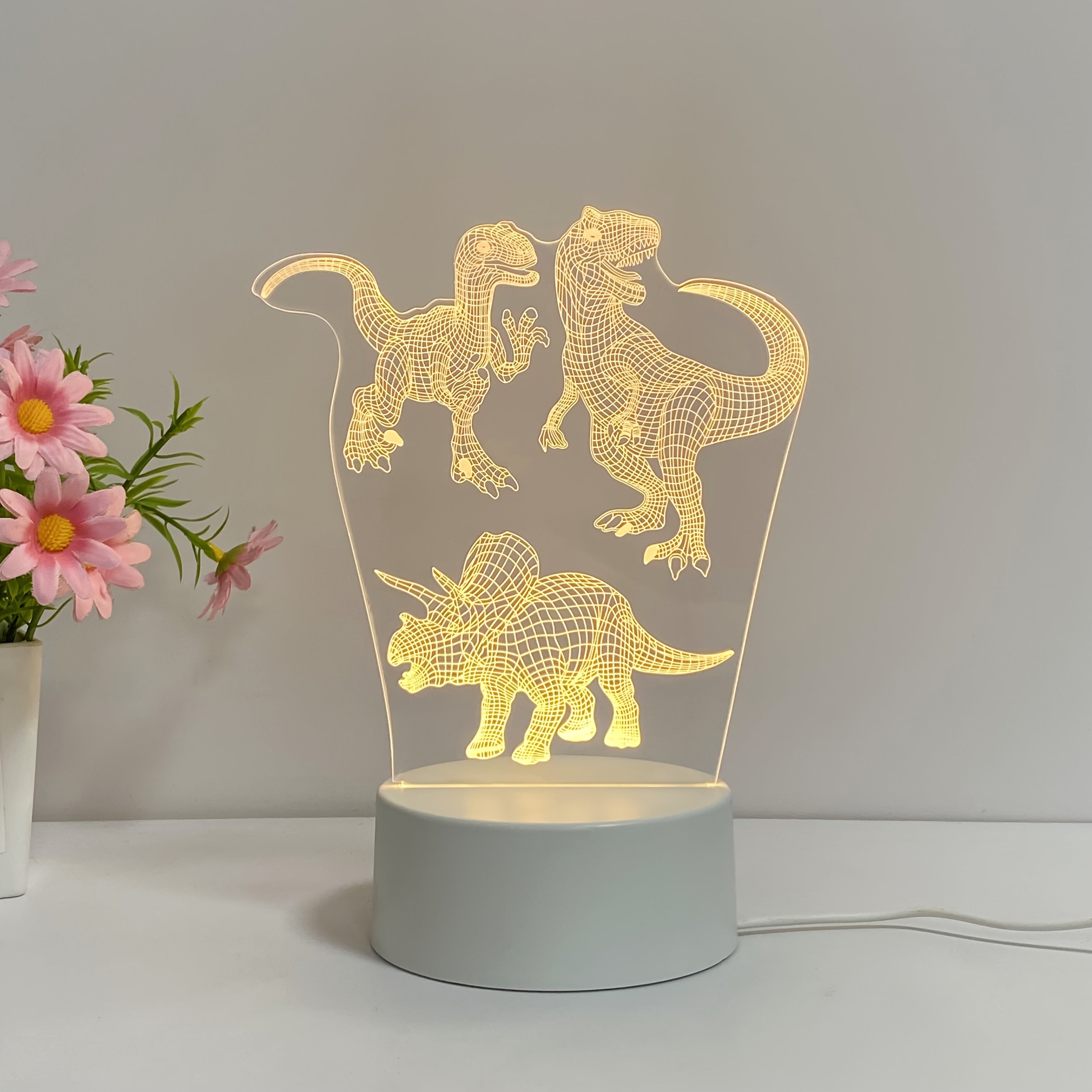 Retro Dinosaur 3D Nattlampa – Kreativ LED-lampa för Stämningsfull Belysning