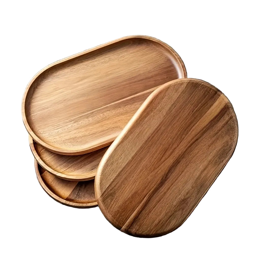 Oval Serveringstallrik i Akacieträ
