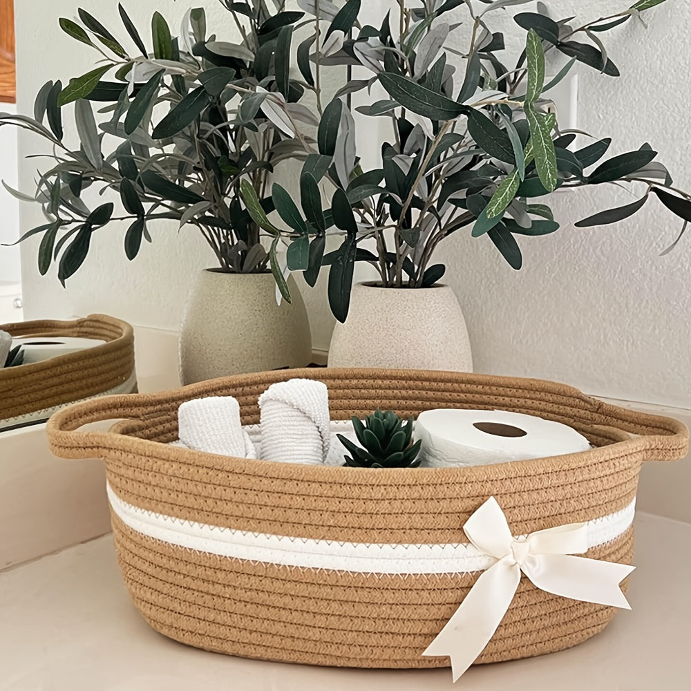 Mjuk Vävd Förvaringskorg med Handtag