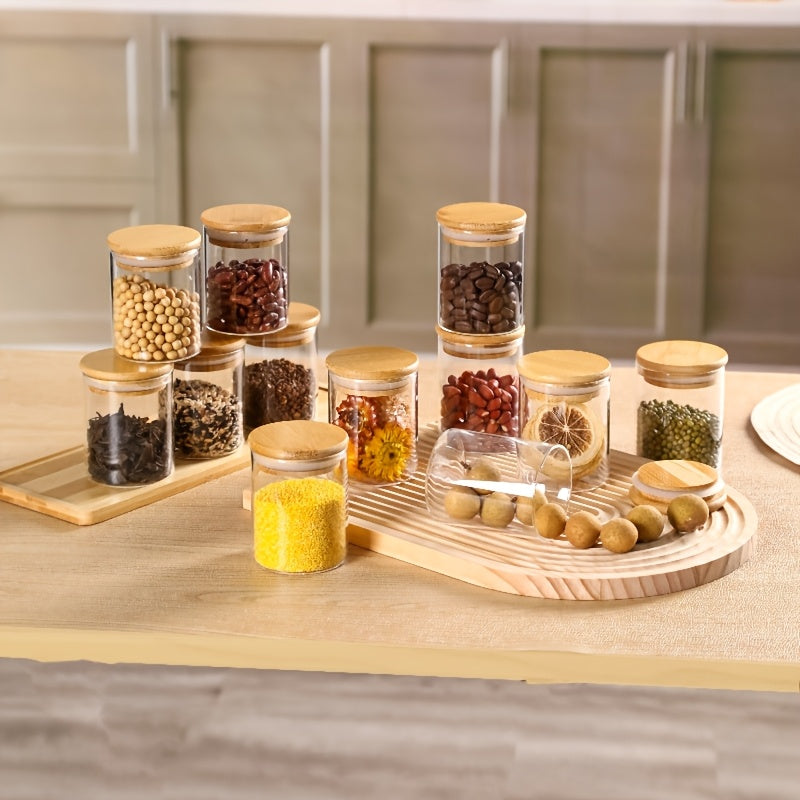 8 - pack Stilrena Glasburkar med Bambulock – Ordning & Fräschör