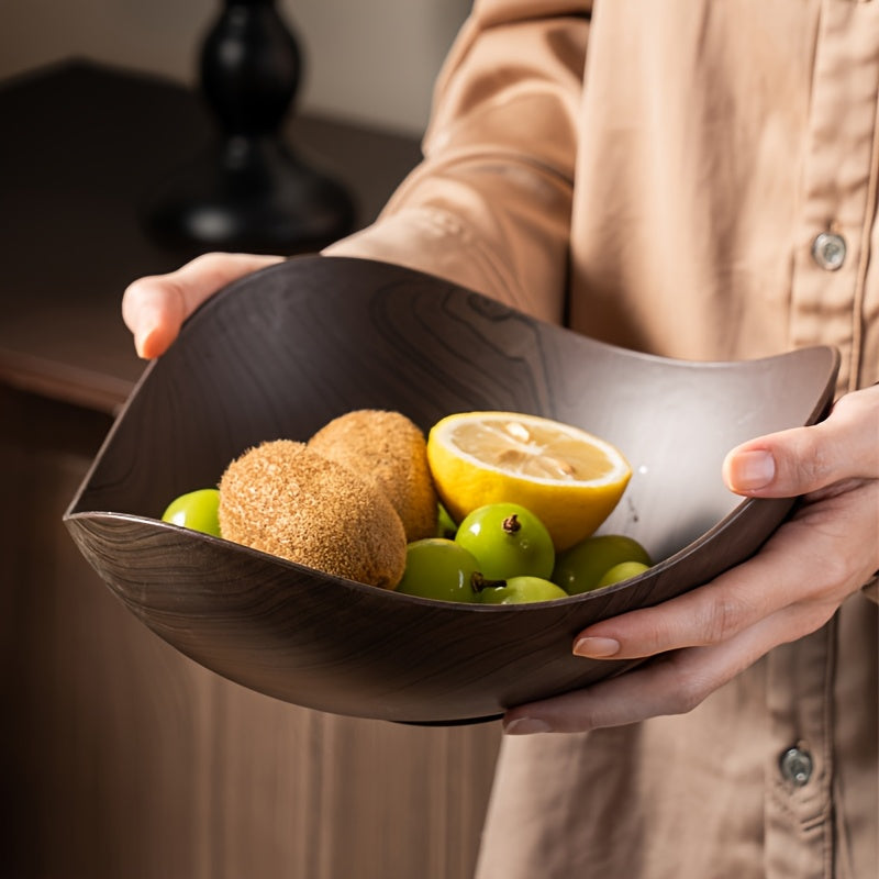 Stor Mörk Fruktskål i Trälook