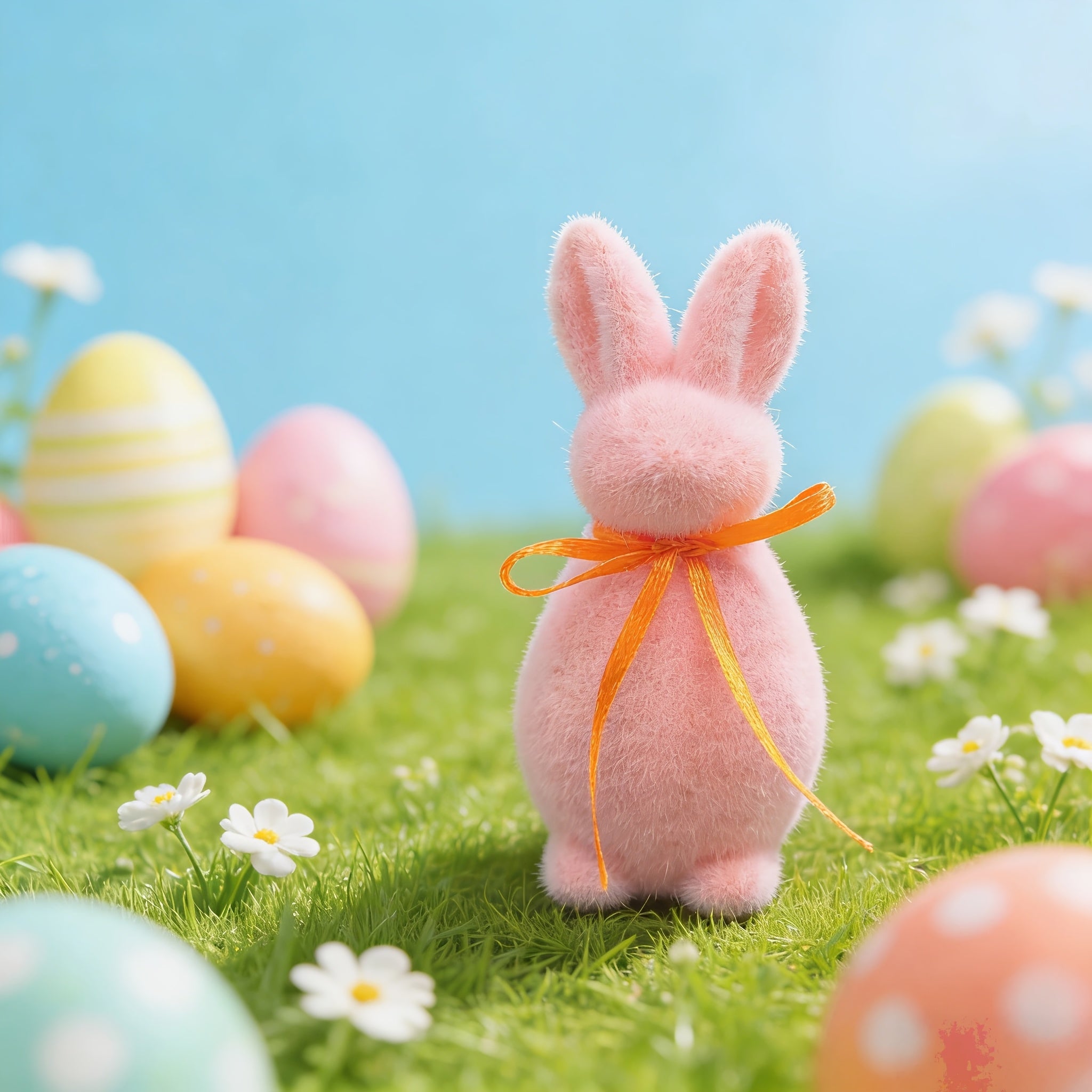 Färgglada Påskharar – 7-delars Flockat Kaninset för Glad Påskdekoration