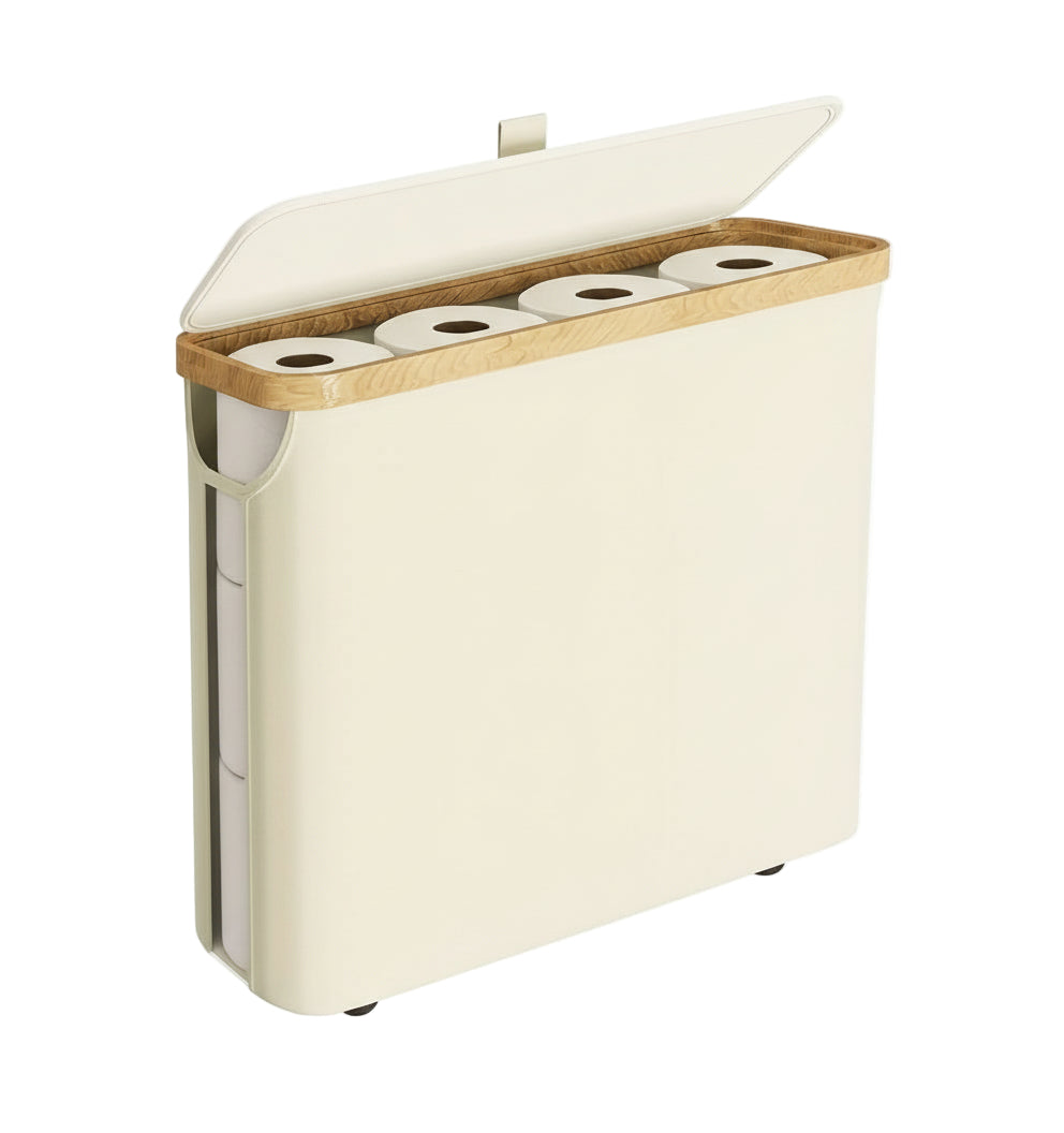 Toalettpappershållare med Lock – 12 rullars Kapacitet