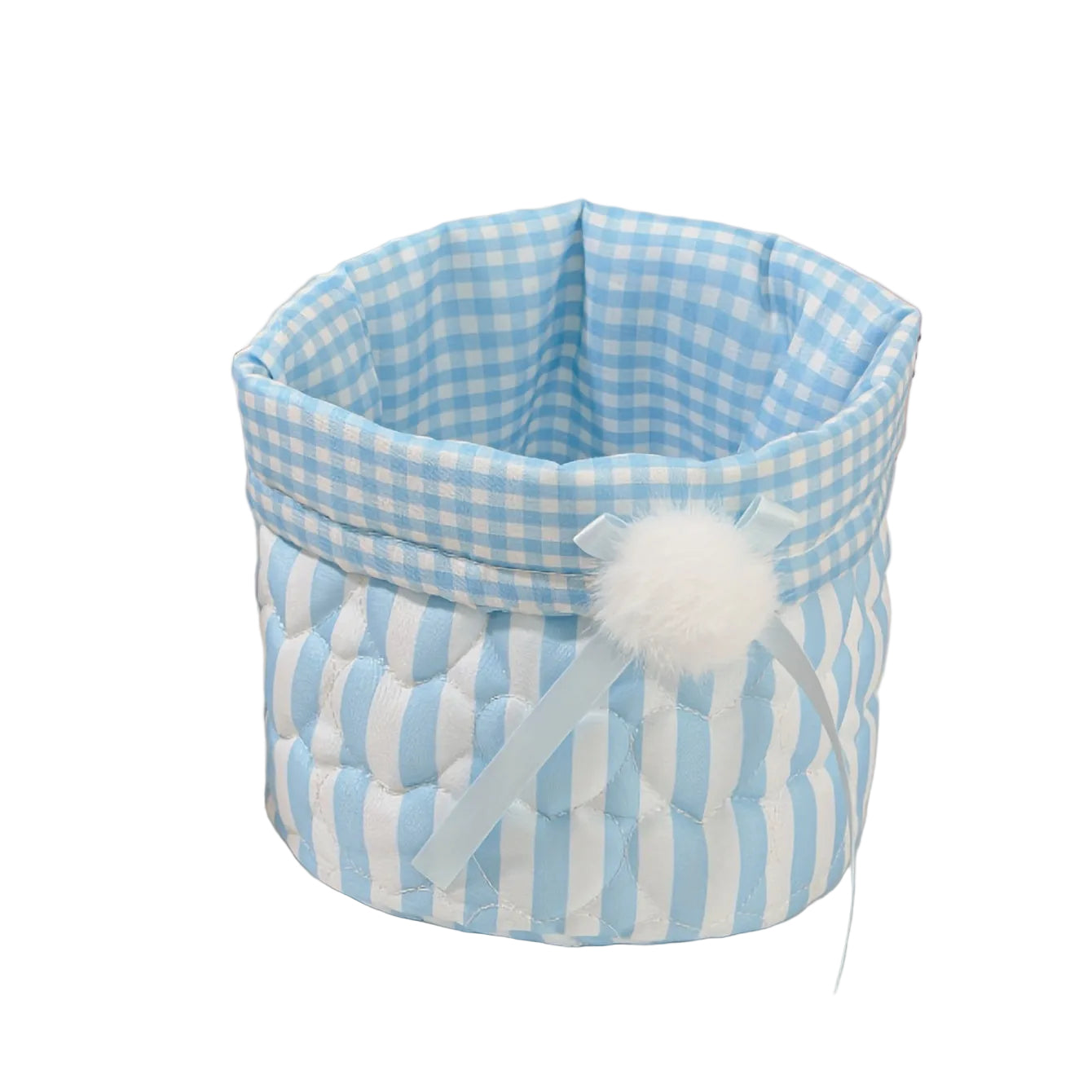 Mjuk Quiltad Förvaringskorg med Söt Rosett