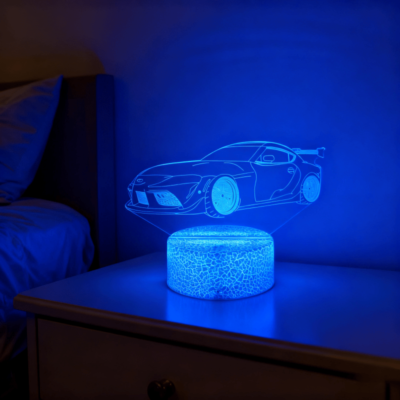 3D Sportbils Nattlampa – LED Sänglampa för Gaming & Sovrum