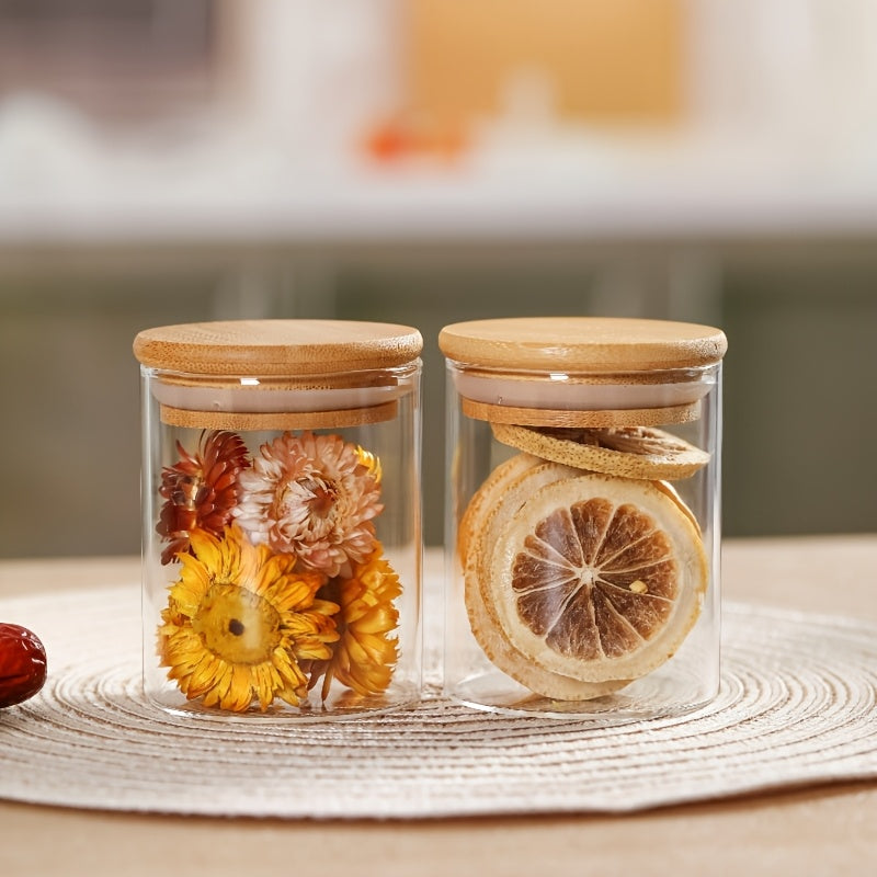 8 - pack Stilrena Glasburkar med Bambulock – Ordning & Fräschör