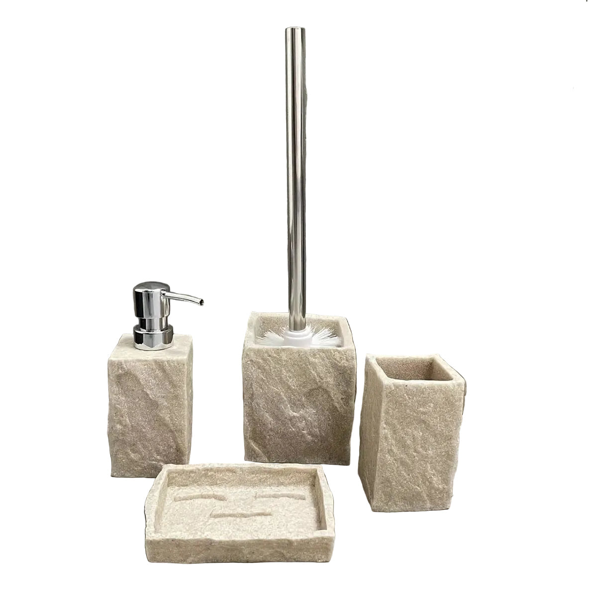 Badrumsset i Beige Stenlook