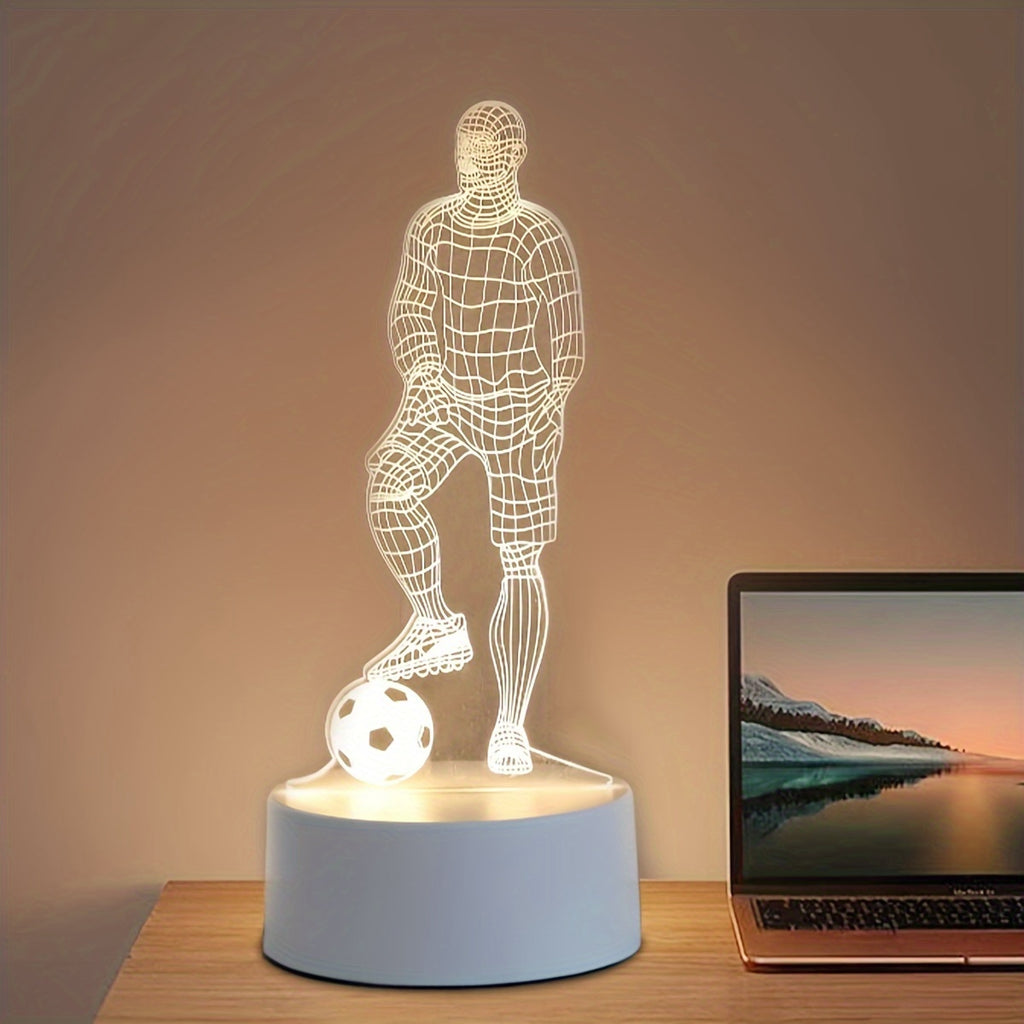 3D Fotbollsspelare LED-bordslampa – Sportig Stämningsbelysning