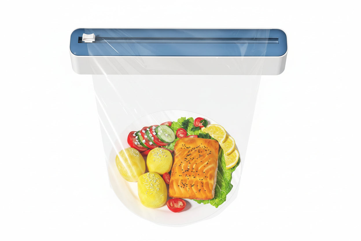 Elegant 2-i-1 dispenser för plast- och aluminiumfolie