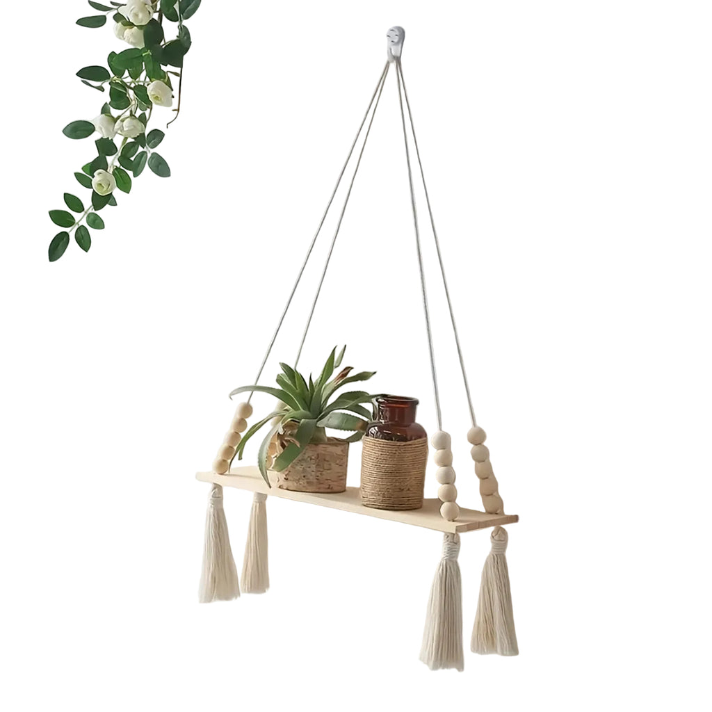 Väggmonterad Hänghylla med Träpärlor