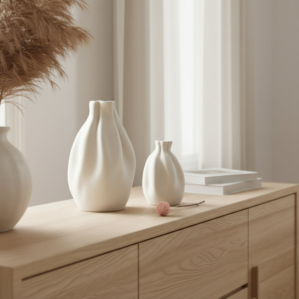 Väskformad Vas i Minimalistiskt Vitt