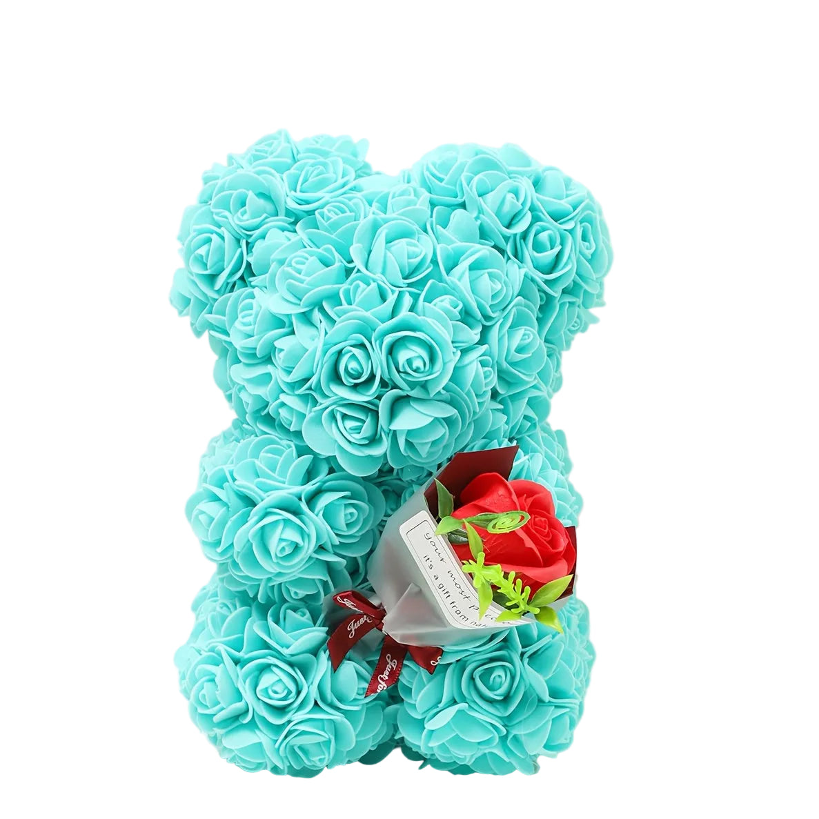 Rosa rosbjörn med bukett – En Tidlös Gåva för Kärlek & Hemmet