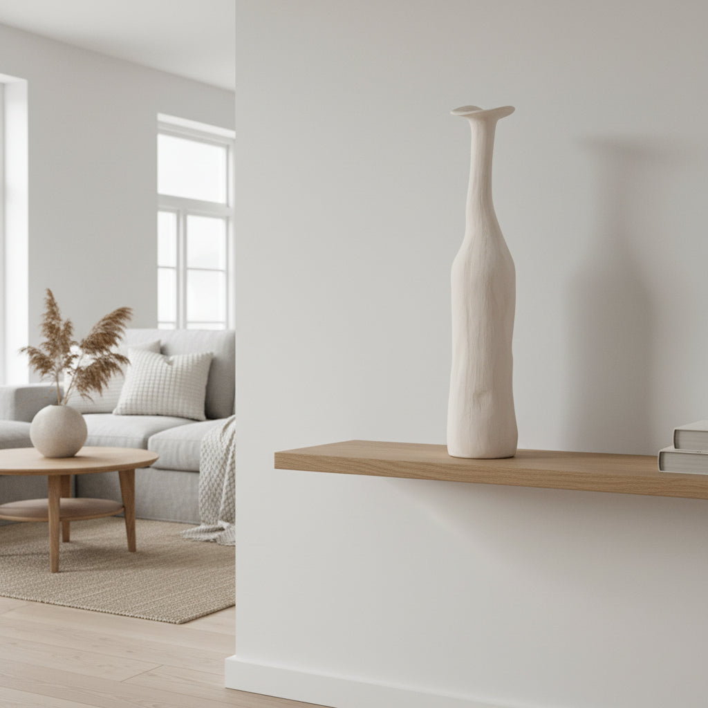 Vit Skulptural Keramikvas i Morandi-stil