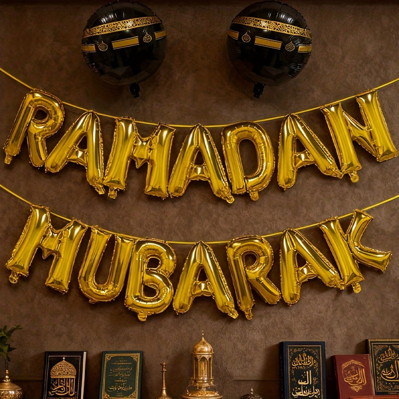 16 styck Guldfärgad Ramadan & Eid Ballong — Festlig Dekoration för eid firandet