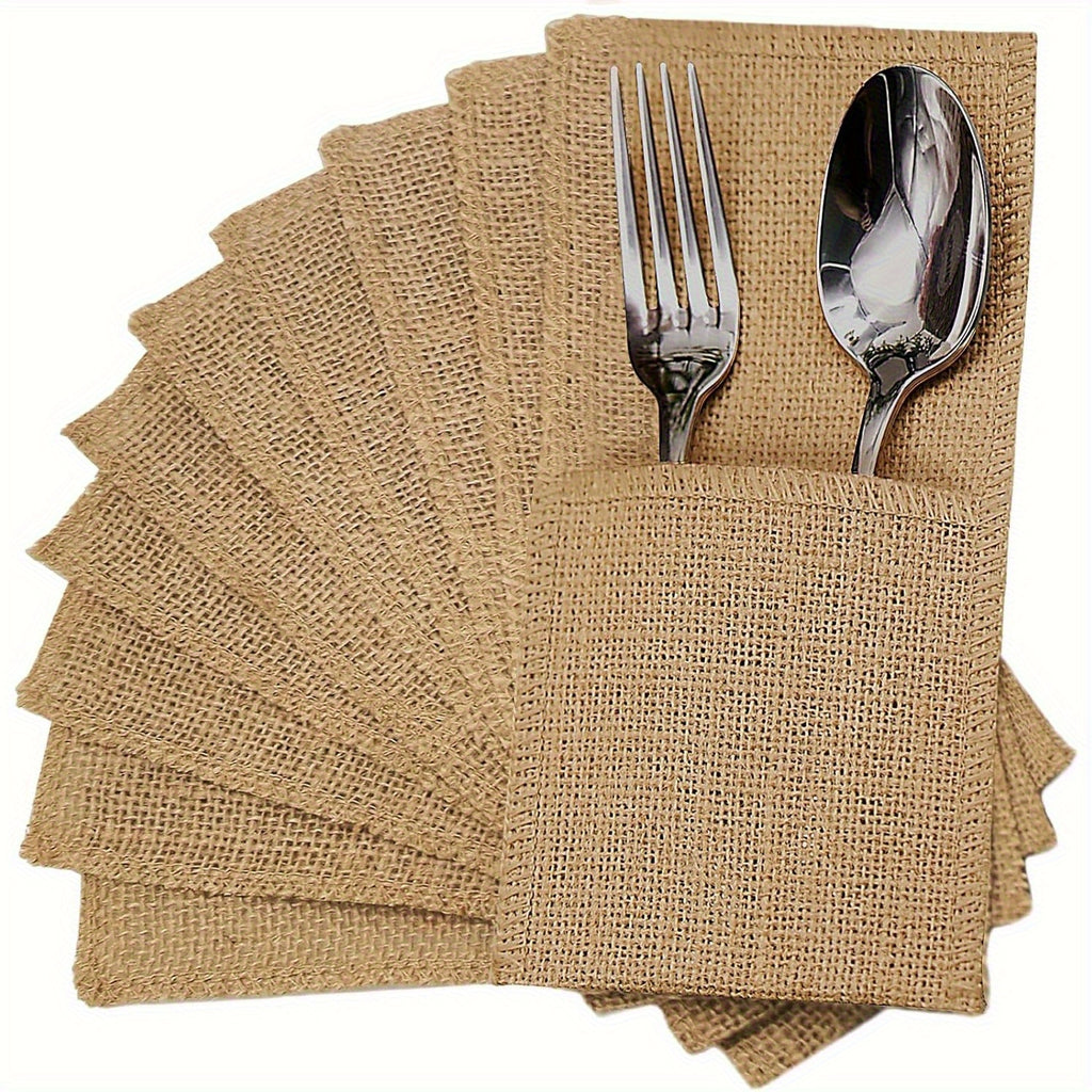 Naturliga bestickhållare i jute (Set om 10)