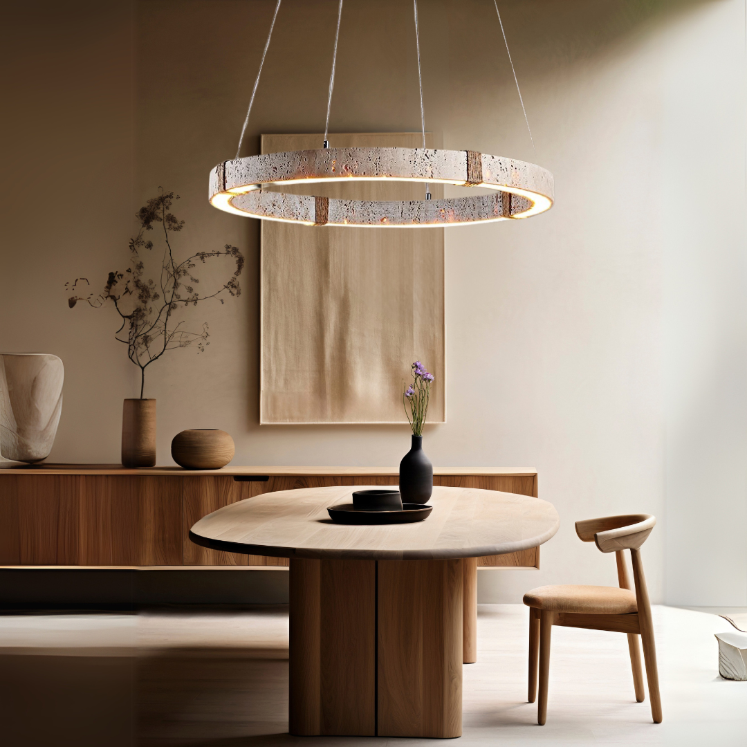 Taklampa Travertin – Ringpendel med LED