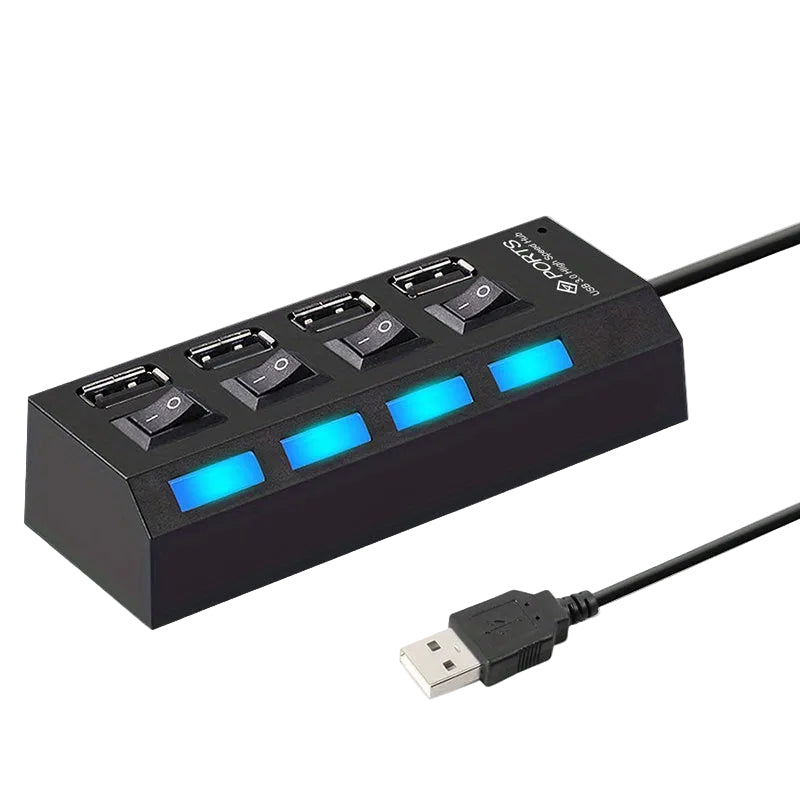 Höghastighets USB 2.0-hub med Oberoende Strömbrytare – 4 Portar