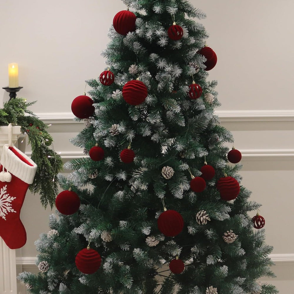 12-pack Röda Julgranskulor med Gyllene Band – Juldekorationer för Gran & Hem