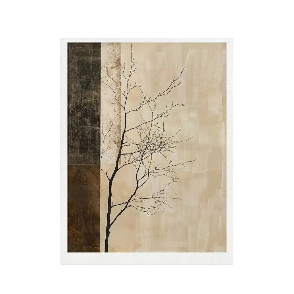Tavla Abstrakt Trädgren – Beige & Brun Poster