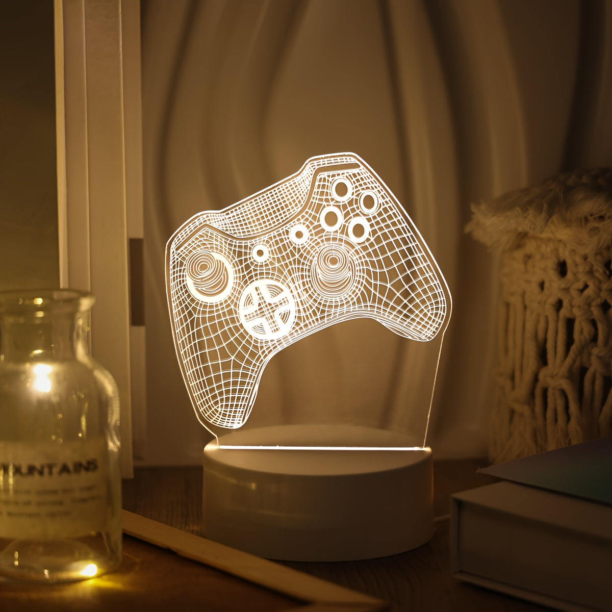3D Gaming Controller Nattlampa – Färgglad LED Bordslampa