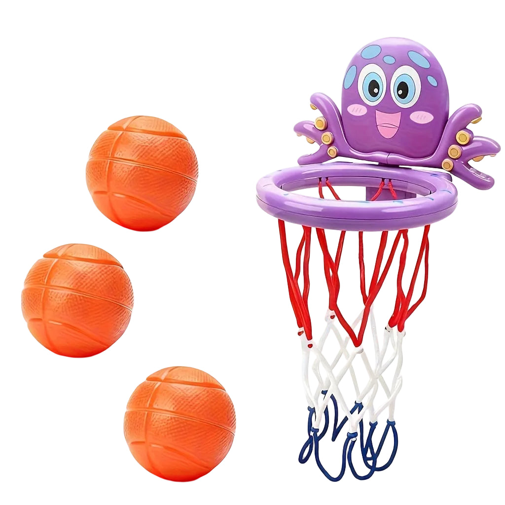 Mini Basketbollring Bläckfisk – Rolig Badleksak med Sugkoppar för Barn