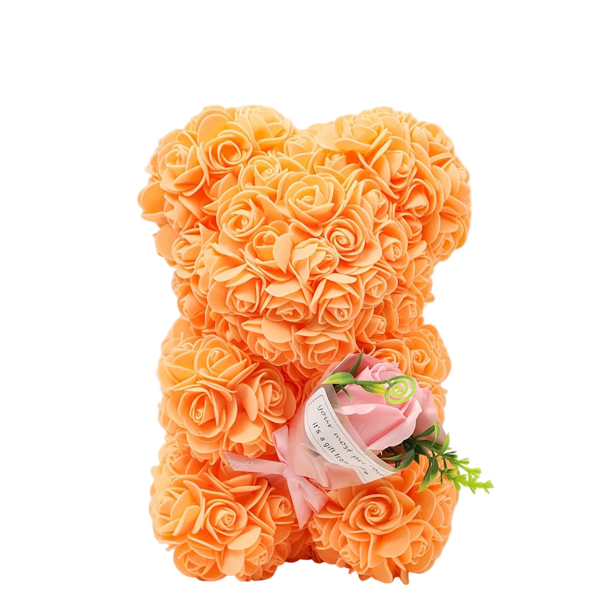 Orange rosbjörn med bukett – En Tidlös Gåva för Kärlek & Hemmet