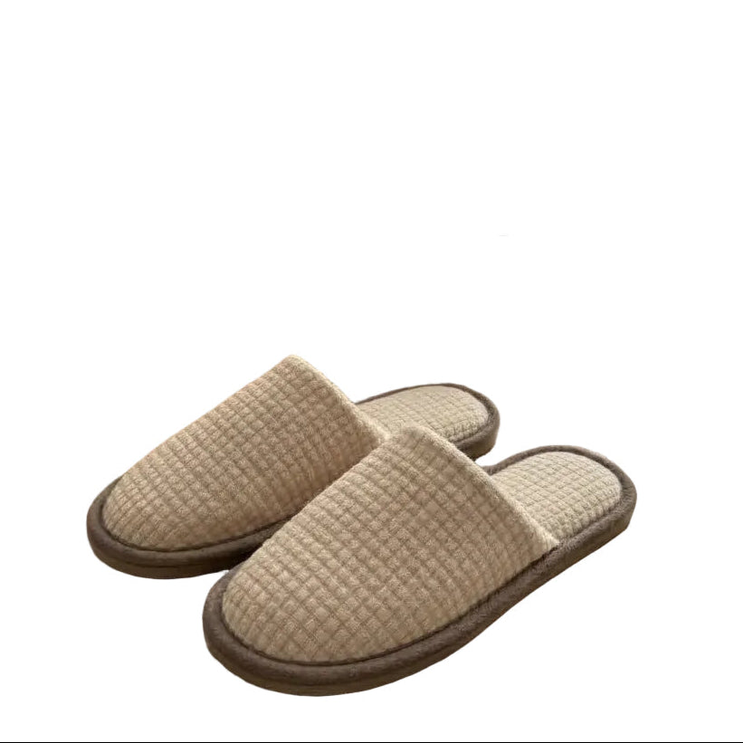 Beige Mjuka Tofflor i Spa-stil