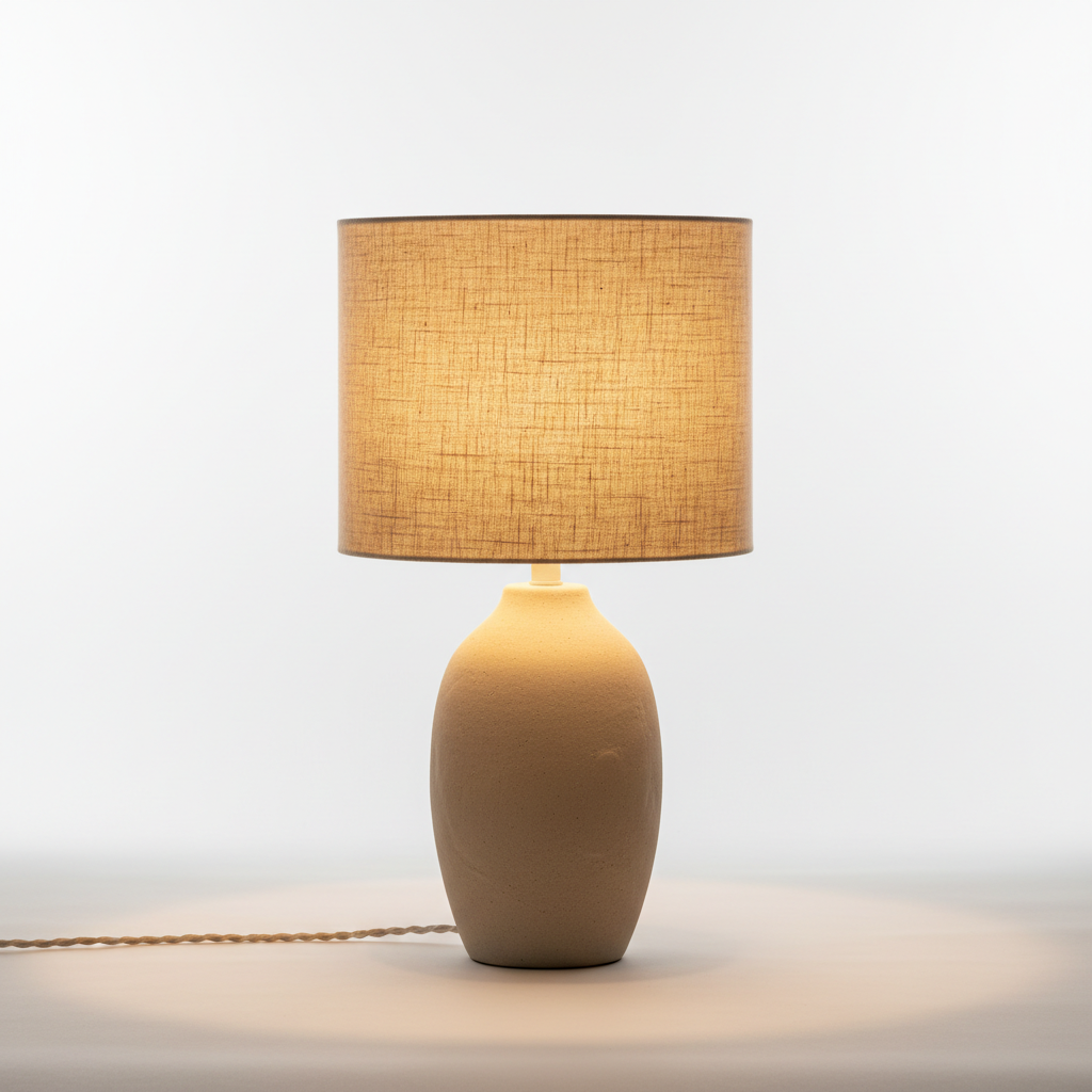 Bordslampa i Keramik med Linneskärm