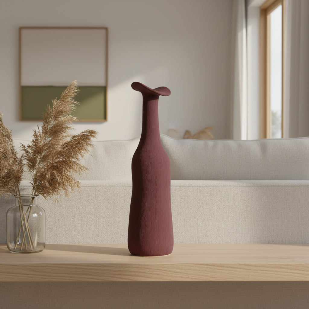 Lila Skulptural Keramikvas i Morandi-sti