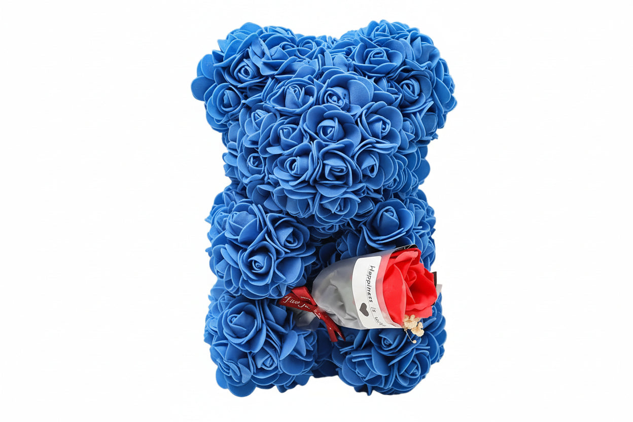 Svart rosbjörn med bukett – En Tidlös Gåva för Kärlek & Hemmet