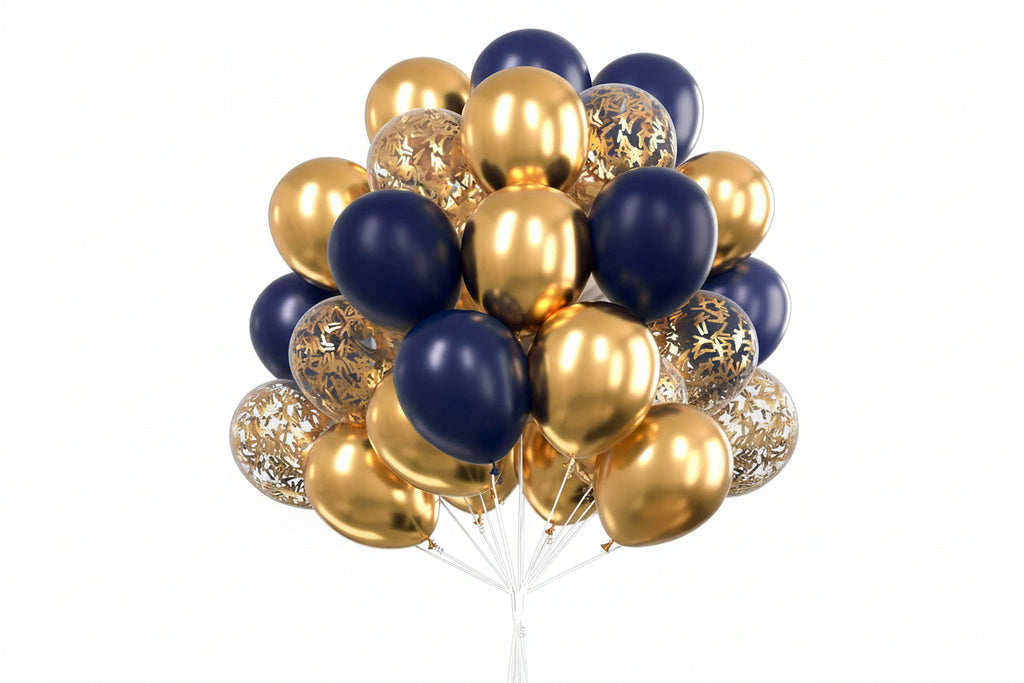Exklusivt ballongset i Guld & Blått (30 st)