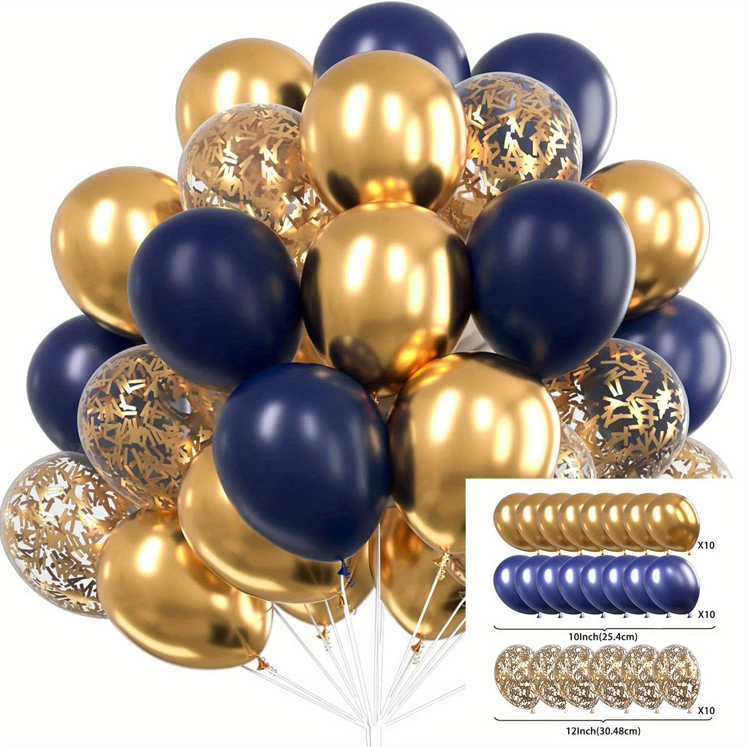 Exklusivt ballongset i Guld & Blått (30 st)