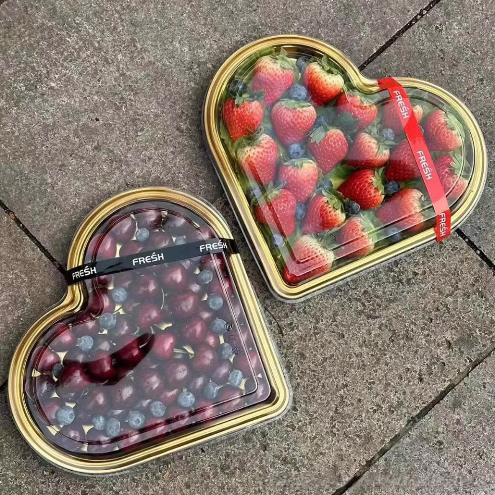 Exklusiva Hjärtformade Fruktlådor med Guldkant – Perfekt för Nyår, Bröllop och Alla Hjärtans Dag